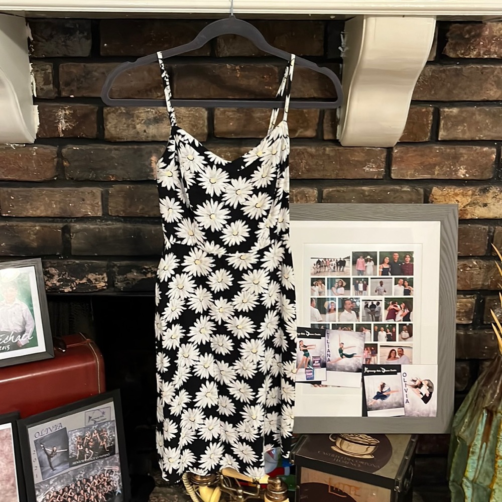 Black and floral spaghetti strap dress